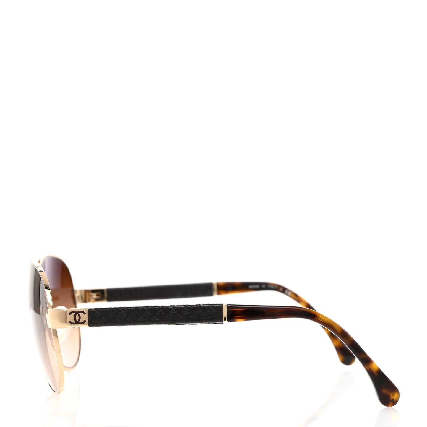 Lambskin Quilted CC Aviator Sunglasses 4195-Q Brown Gold