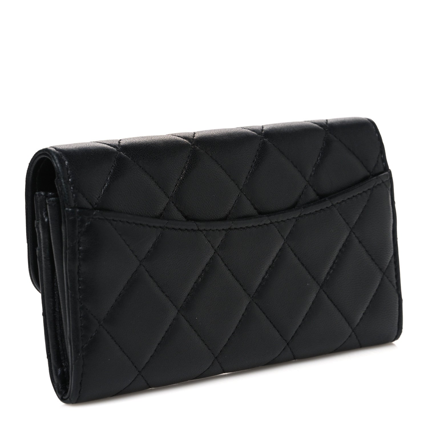 Chanel Lambskin Quilted Medium Gusset Flap Wallet Black 3 of 9