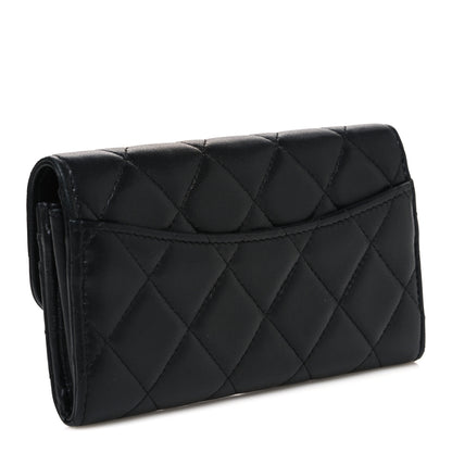 Chanel Lambskin Quilted Medium Gusset Flap Wallet Black 3 of 9