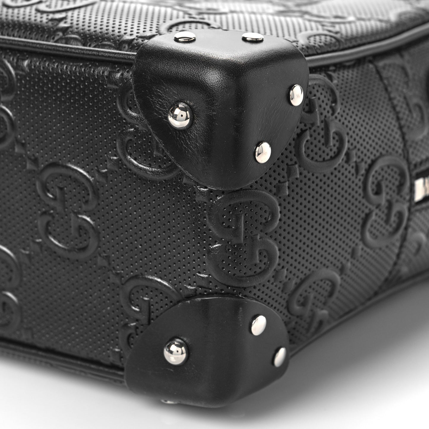 Calfskin GG Tennis Embossed Square Messenger Bag Black