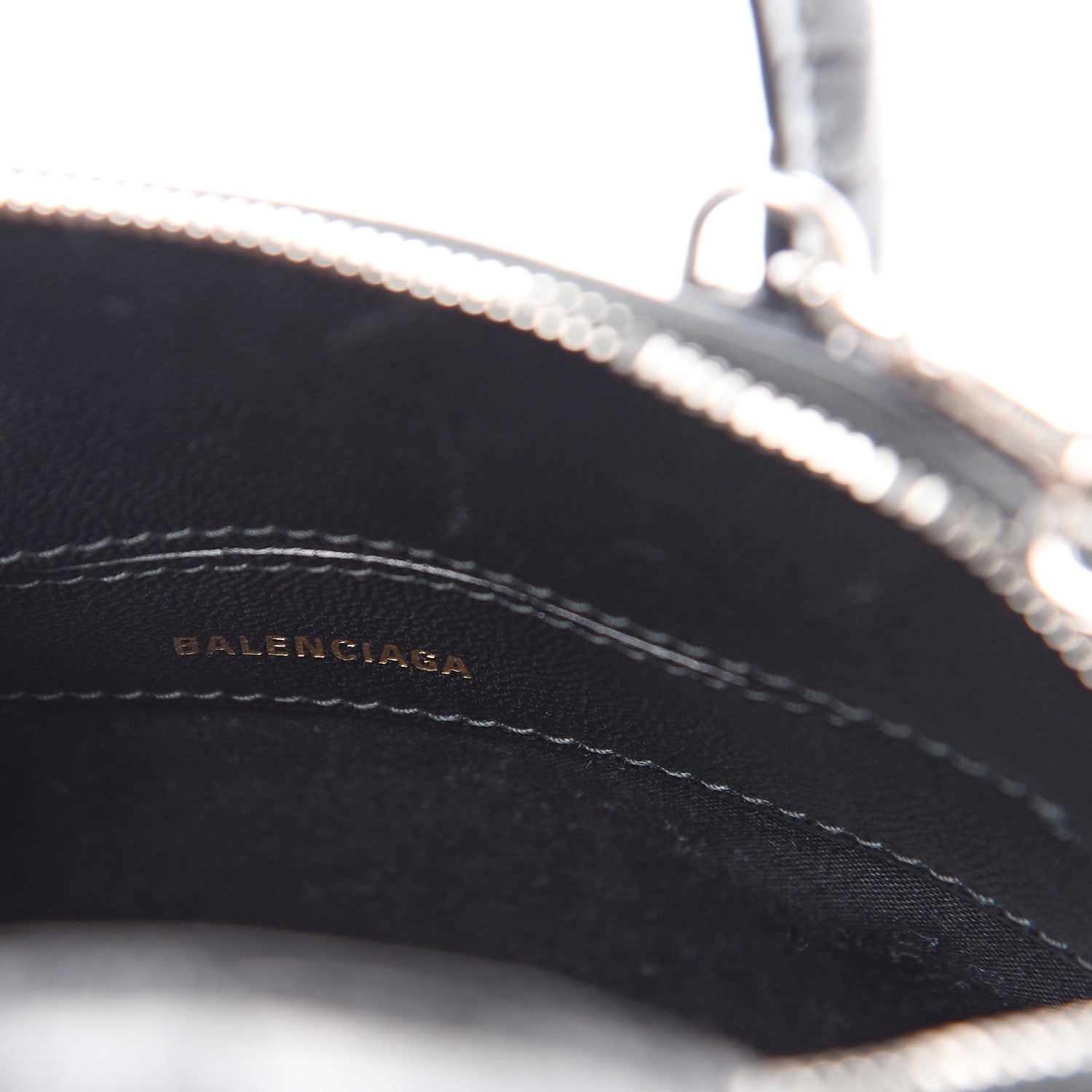 Balenciaga Calfskin Logo Crocodile Embossed XXS Ville Top Handle Bag Black White 5 of 11