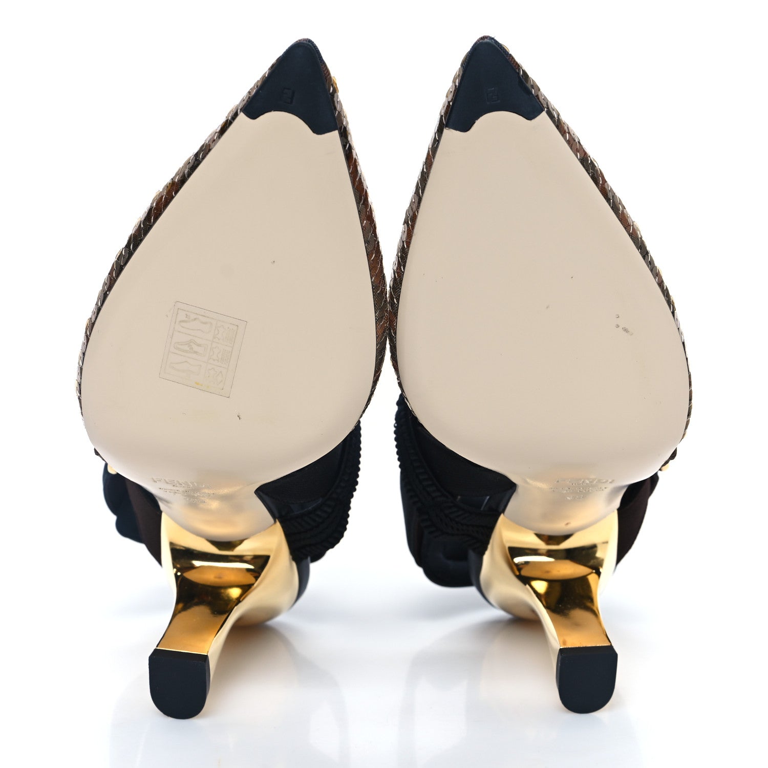 Fendi Sequin Paillettes FF Colibri 85mm Slingback Pumps 38 Black Ambra 5 of 9