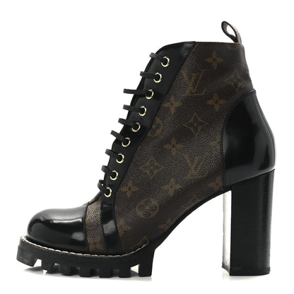 Louis Vuitton Patent Calfskin Monogram Star Trail Ankle Boots 41 Black 1 of 7