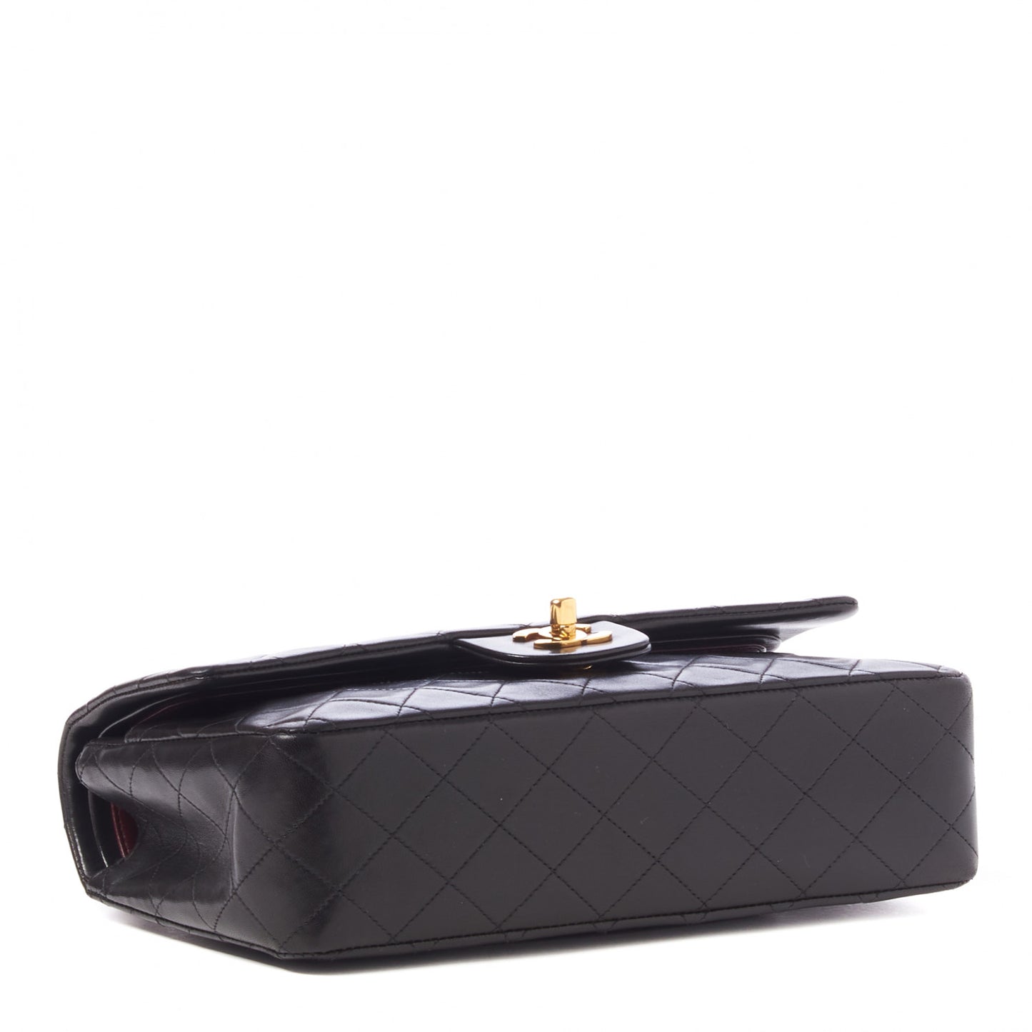 Lambskin Quilted Medium Double Flap Black