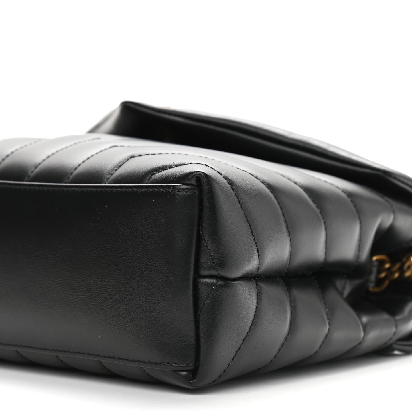 Calfskin Y Quilted Monogram Small Loulou Chain Satchel Black