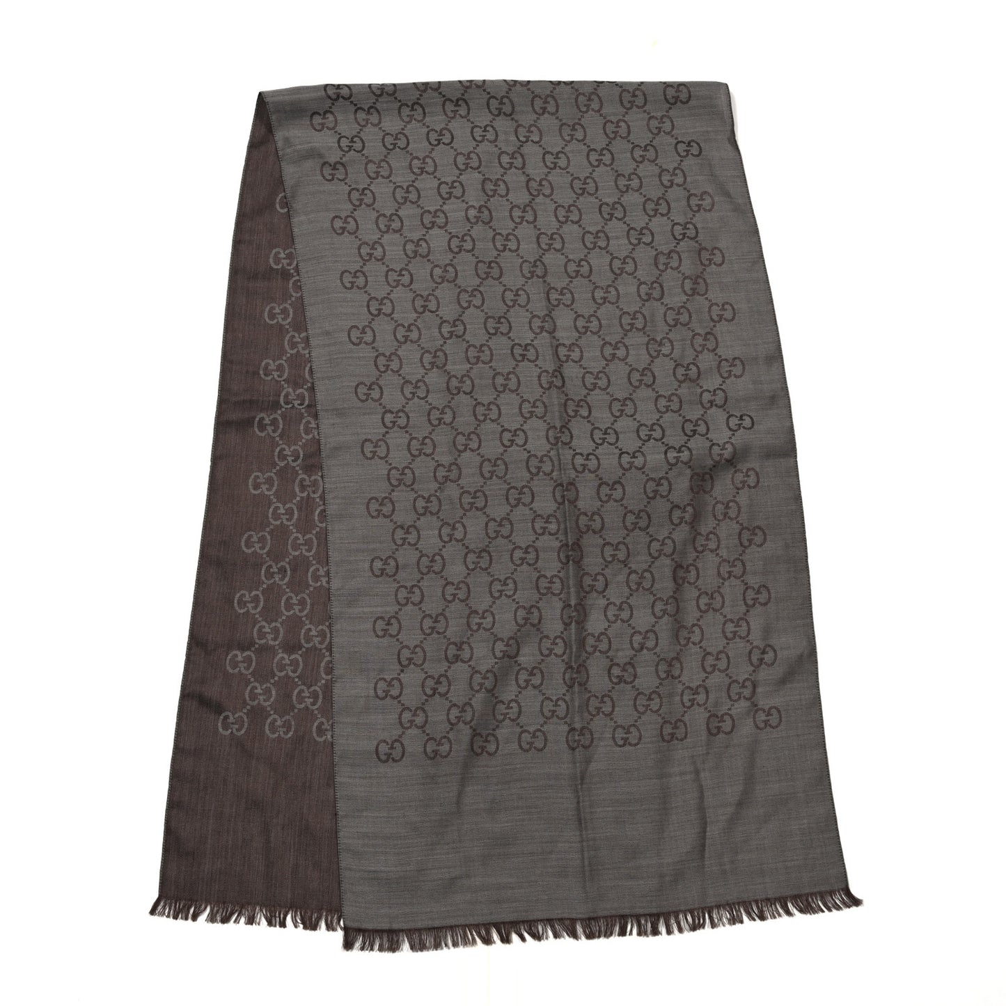 Wool Silk GG Monogram GGNat Scarf Dark Brown
