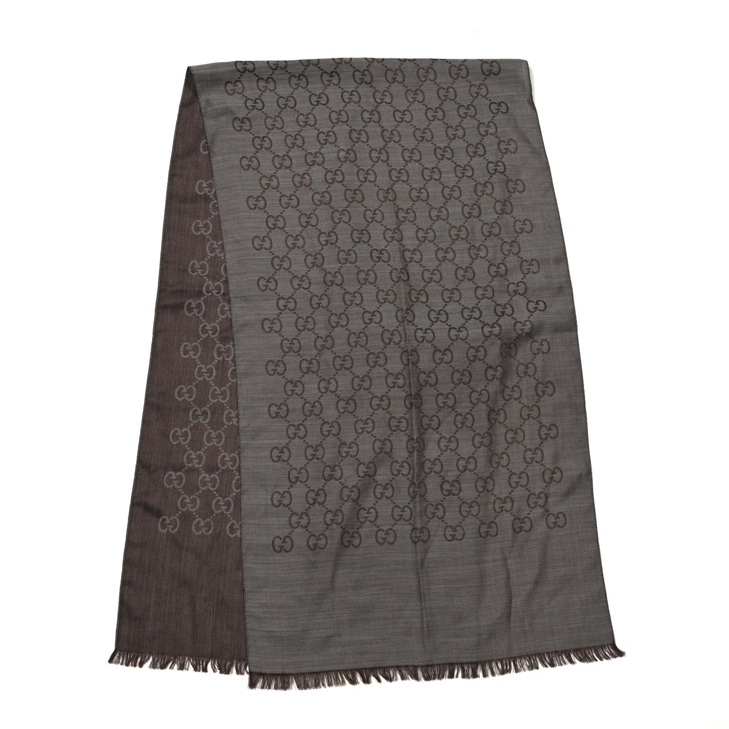 Gucci Wool Silk GG Monogram GGNat Scarf Dark Brown 2 of 3