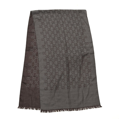 Gucci Wool Silk GG Monogram GGNat Scarf Dark Brown 2 of 3