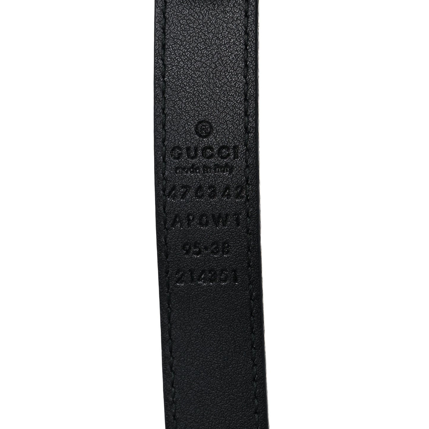 Calfskin Pearl Double G 20mm Belt 95 38 Black Cream