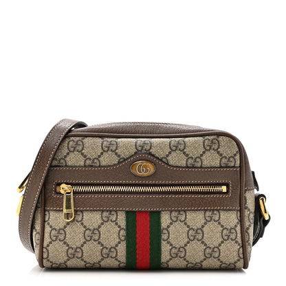 Gucci GG Supreme Monogram Web Mini Ophidia Shoulder Bag Brown 1 of 14