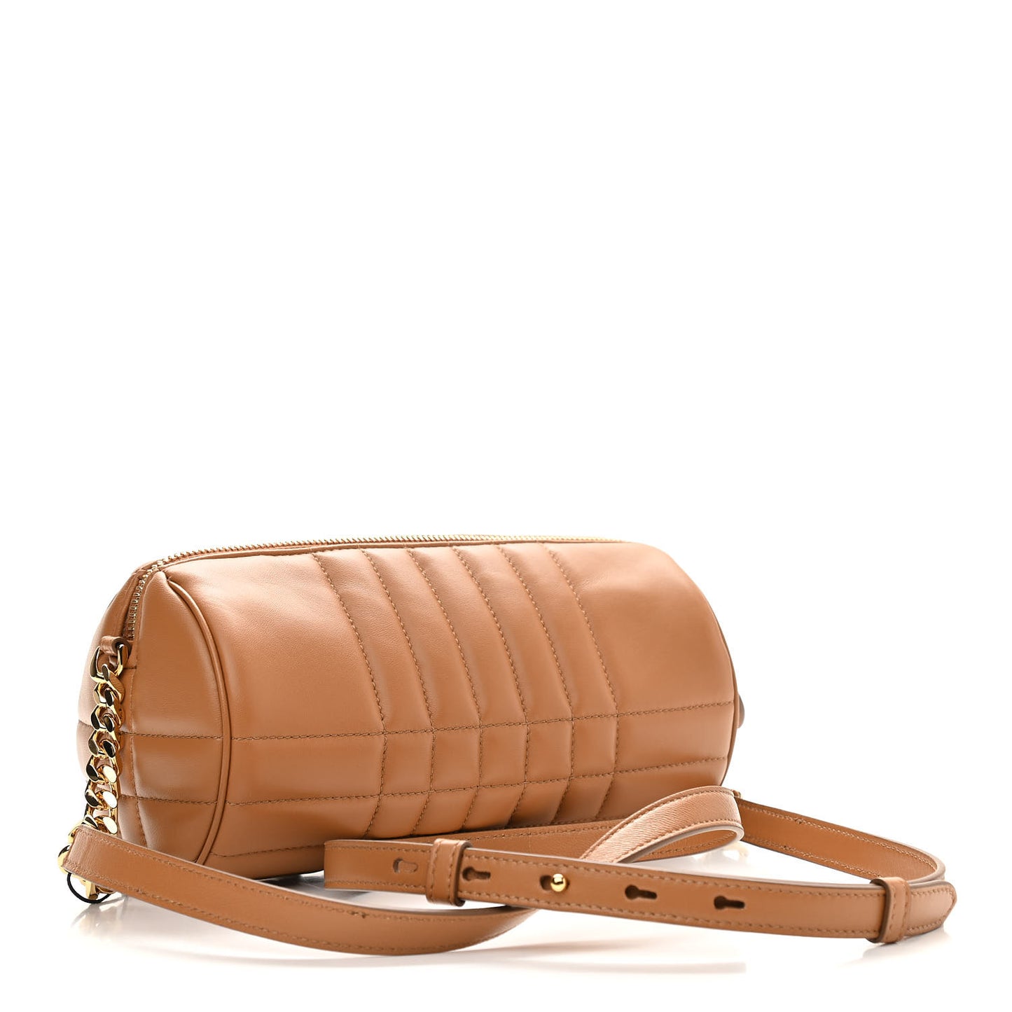 Lambskin Quilted Lola Barrel Bag Maple Brown