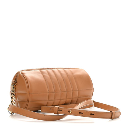 Burberry Lambskin Quilted Lola Barrel Bag Maple Brown 3 of 12