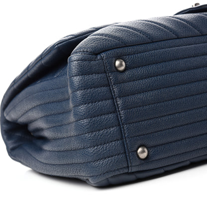 Chanel Calfskin Chevron Quilted XXL Travel Flap Bag Blue 6 of 10