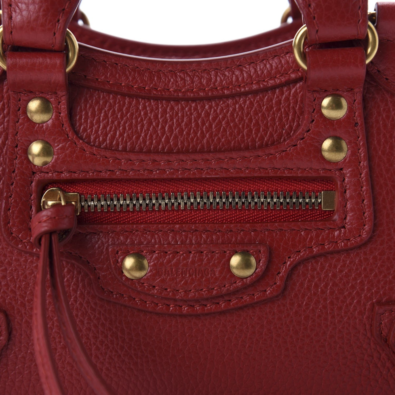 Balenciaga Grained Calfskin Neo Classic Gold Hardware Nano City Crossbody Medium Red 10 of 10
