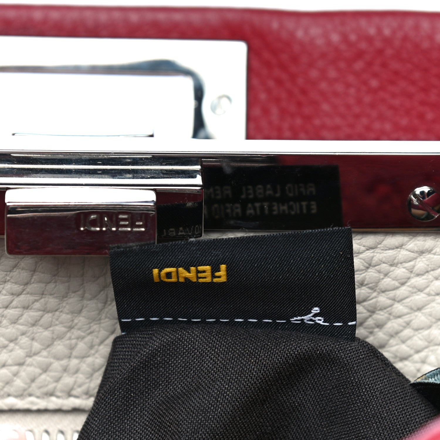 Fendi Cuoio Romano Selleria Bi-Color Medium Peekaboo Iconic Satchel Rosso Latte 9 of 18