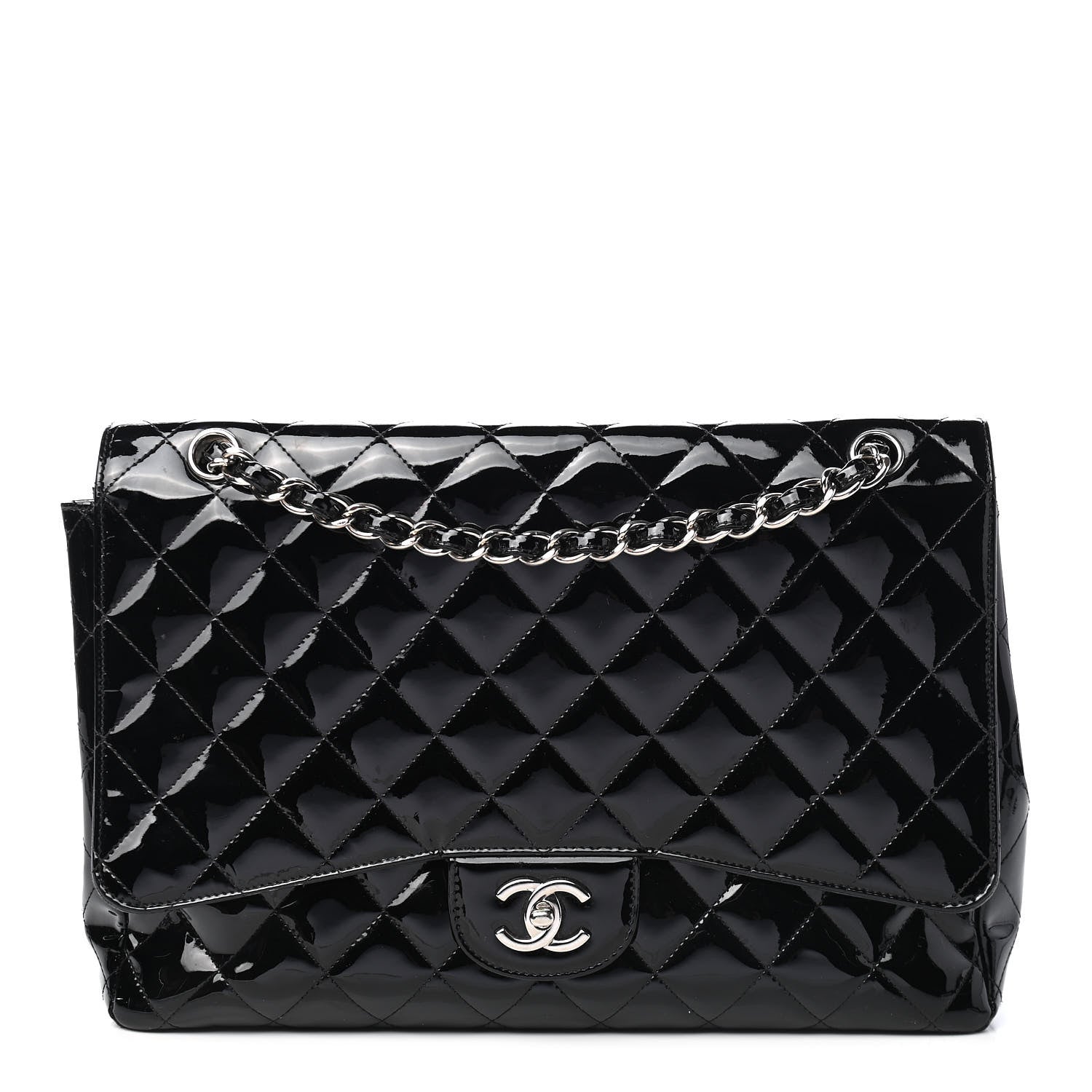 Chanel Patent Quilted Maxi Single Flap Black 1 of 11