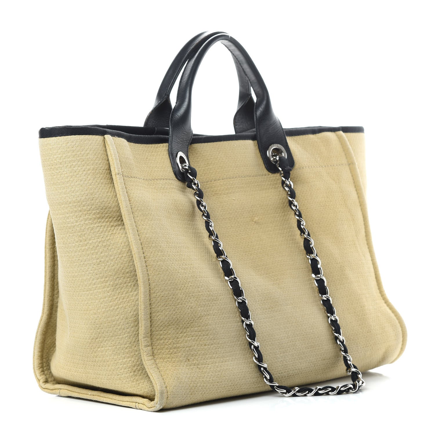 Chanel Canvas Medium Deauville Tote Beige Black 3 of 15