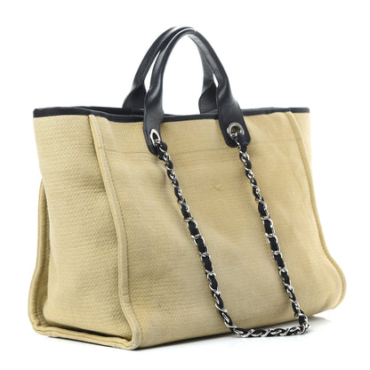 Chanel Canvas Medium Deauville Tote Beige Black 3 of 15