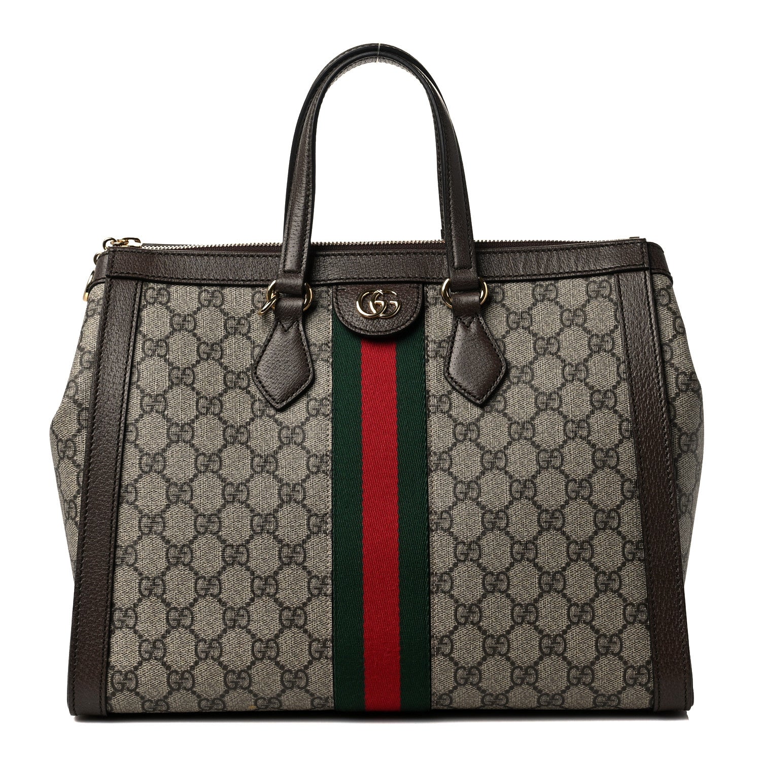 Gucci GG Supreme Monogram Web Medium Ophidia Tote Bag Brown 1 of 7
