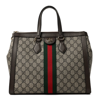 Gucci GG Supreme Monogram Web Medium Ophidia Tote Bag Brown 1 of 7