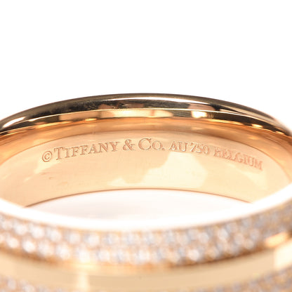 Tiffany 18K Yellow Gold Wide Diamond T Two Ring 57 8 4 of 5