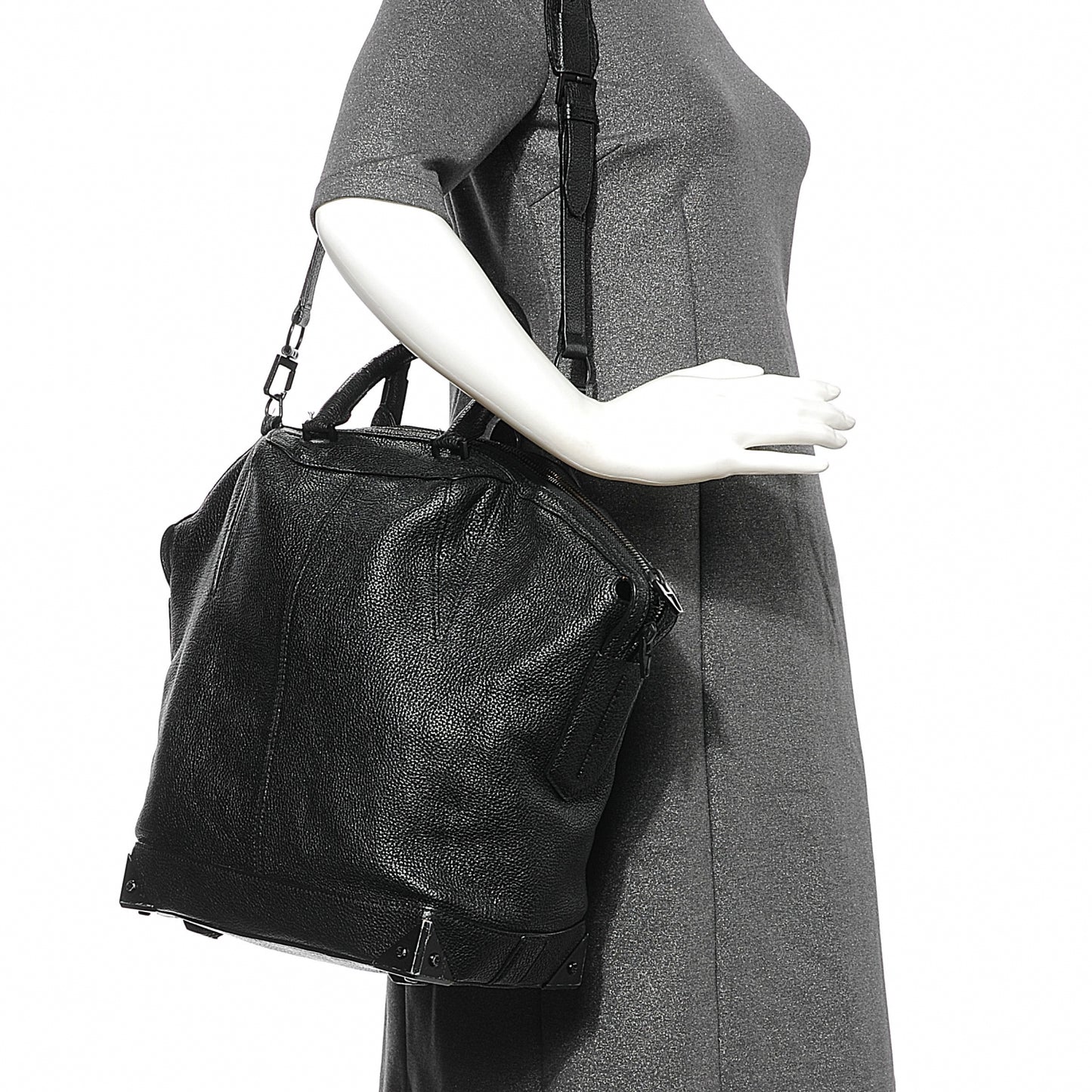 Pebbled Leather Large Emile Black