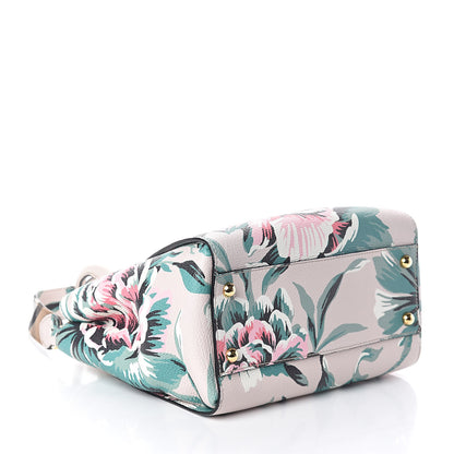 Burberry Soft Grain Calfskin Floral Print Medium Buckle Tote Natural Emerald Green 4 of 8