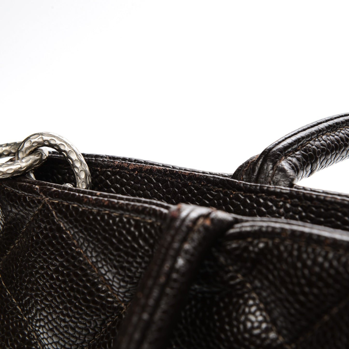Caviar Quilted Medallion Tote Dark Brown
