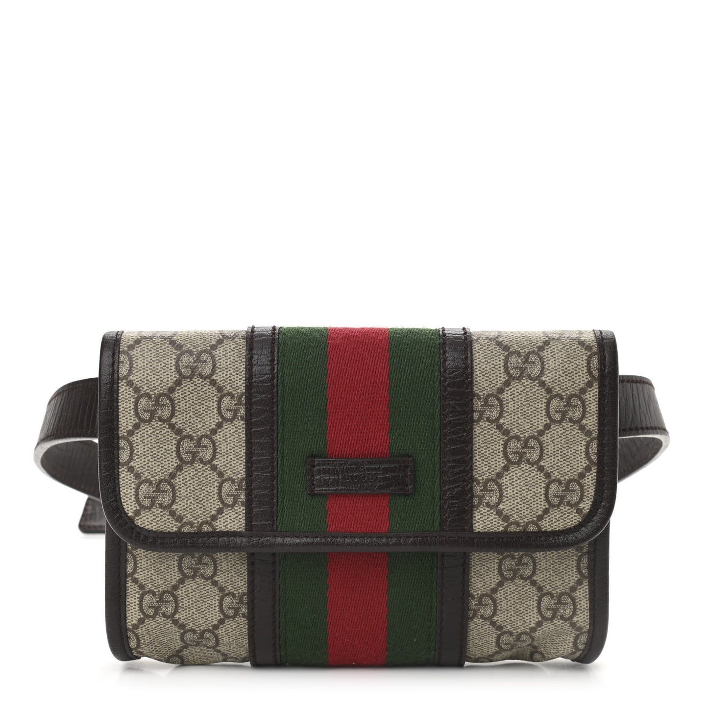 GG Monogram Plus Web Belt Bag Dark Brown