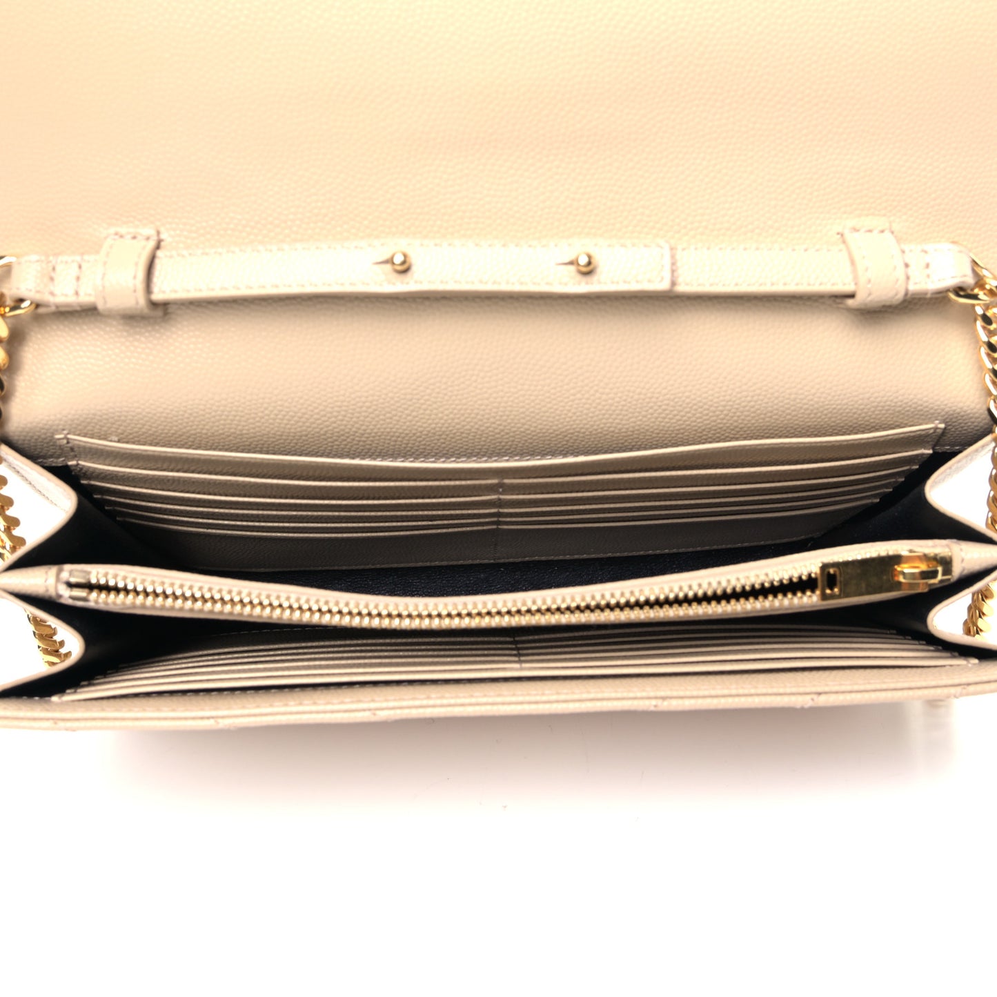 Grain De Poudre Matelasse Chevron Monogram Chain Wallet Nude Powder