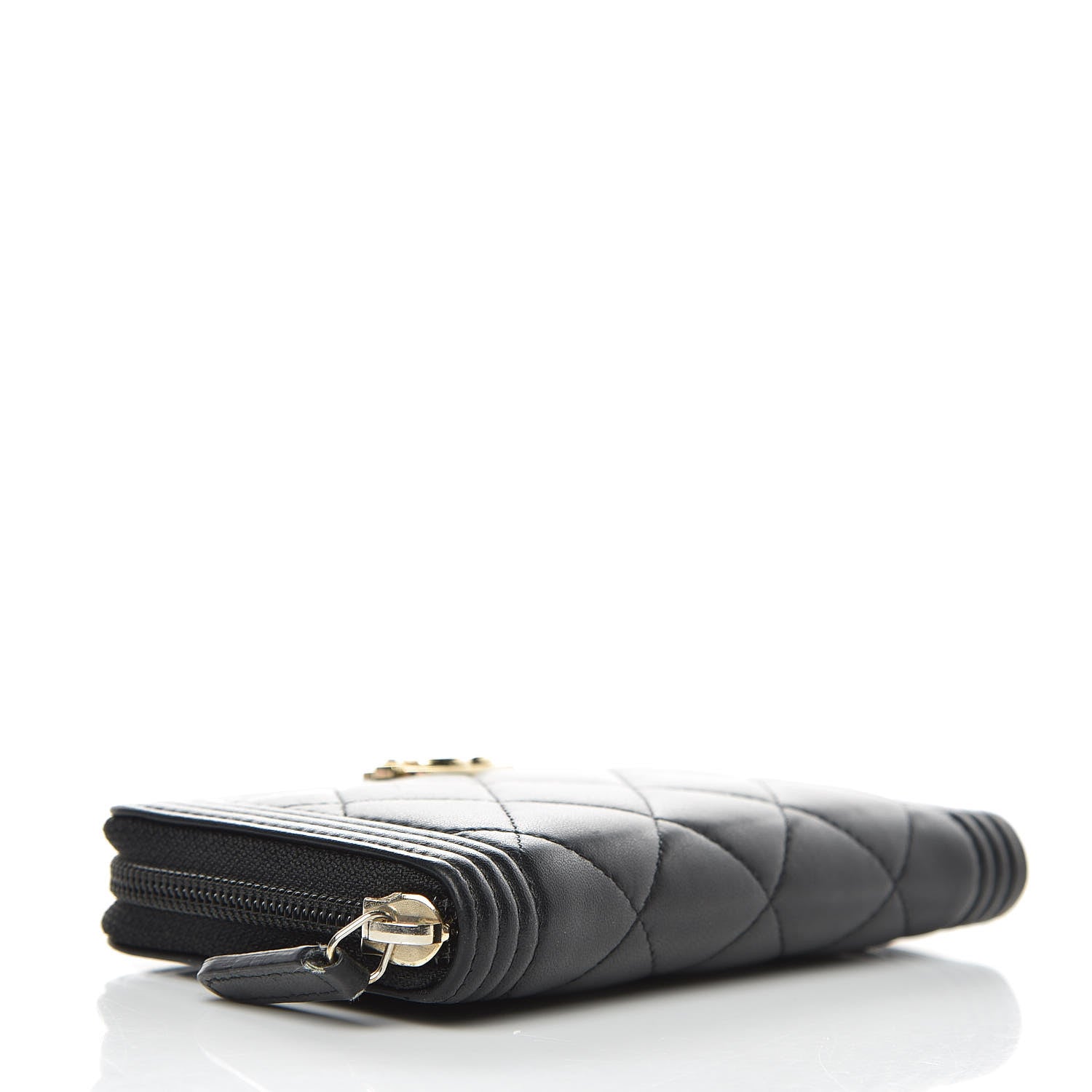 Chanel Lambskin Quilted Small Boy Zip Around Wallet Black 4 of 10