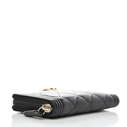 Chanel Lambskin Quilted Small Boy Zip Around Wallet Black 4 of 10