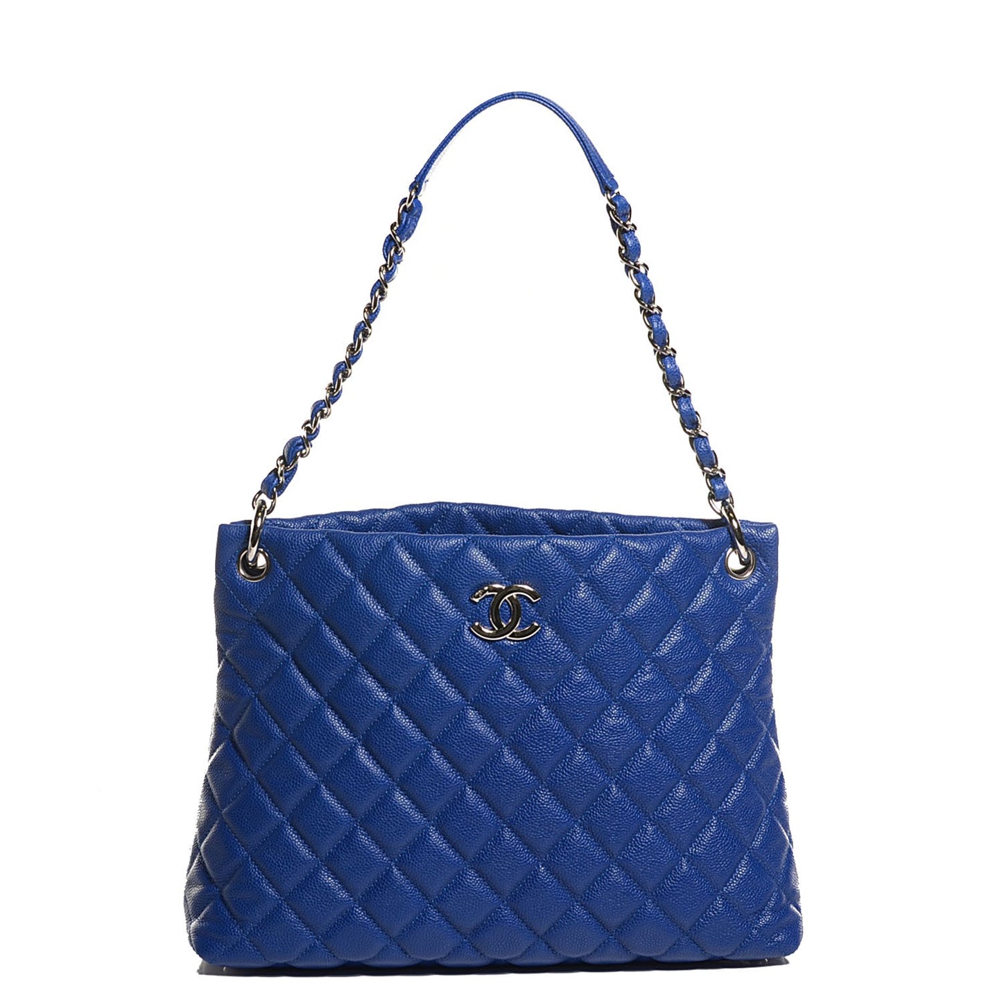 Caviar Quilted Easy Zip Tote Cobalt Blue
