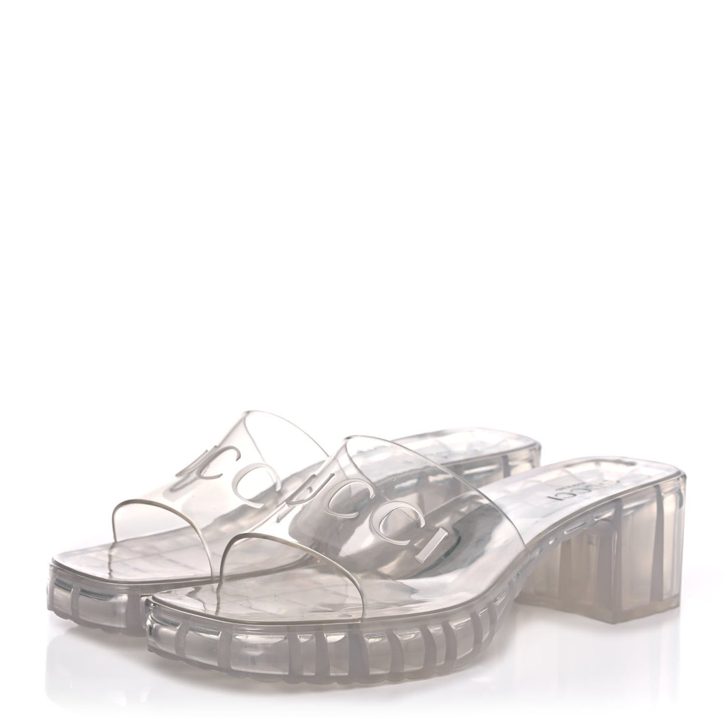 Rubber Gucci Logo Womens Platform 20/60mm Slide Sandals 39 Transparent