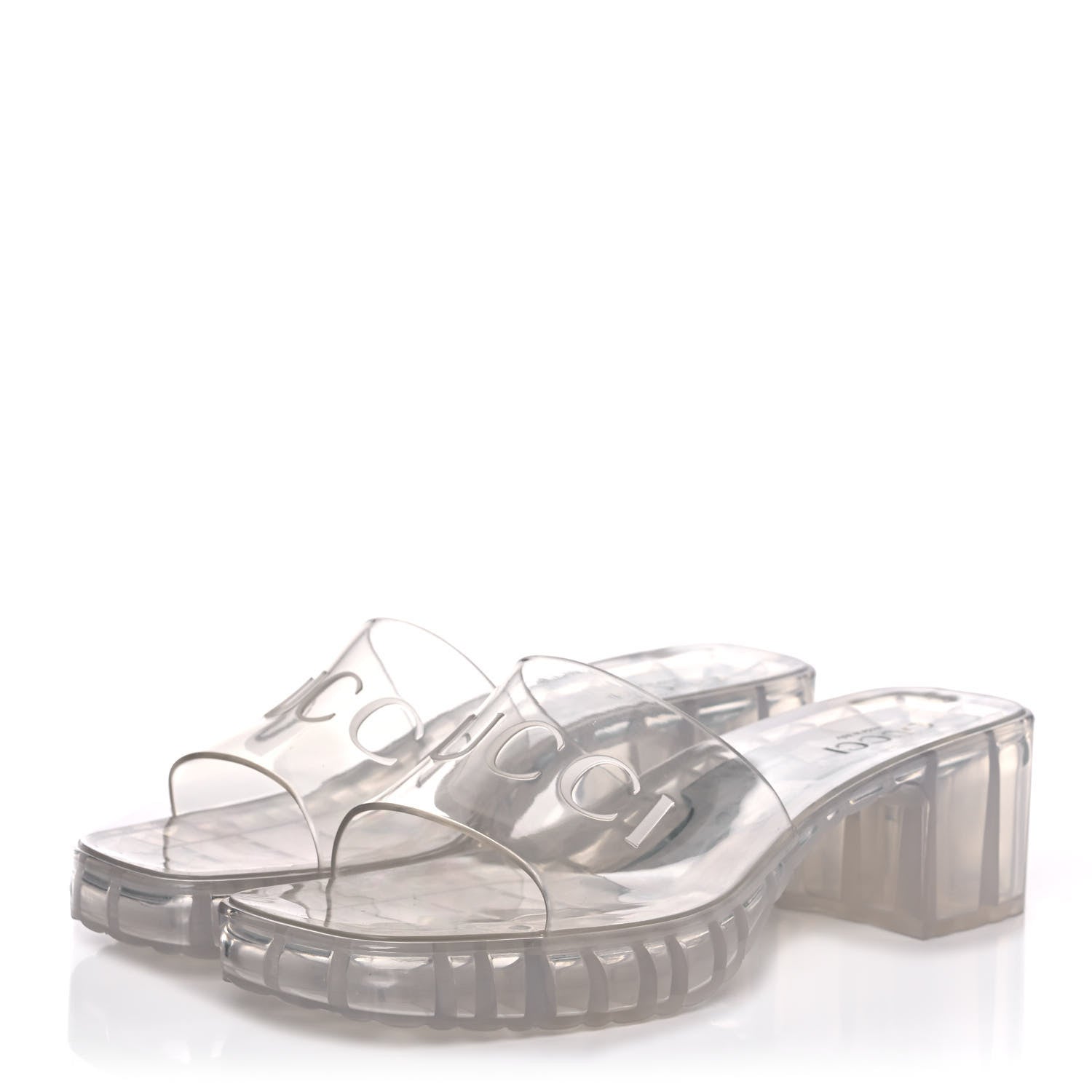 Gucci Rubber Gucci Logo Womens Platform 20/60mm Slide Sandals 39 Transparent 3 of 9