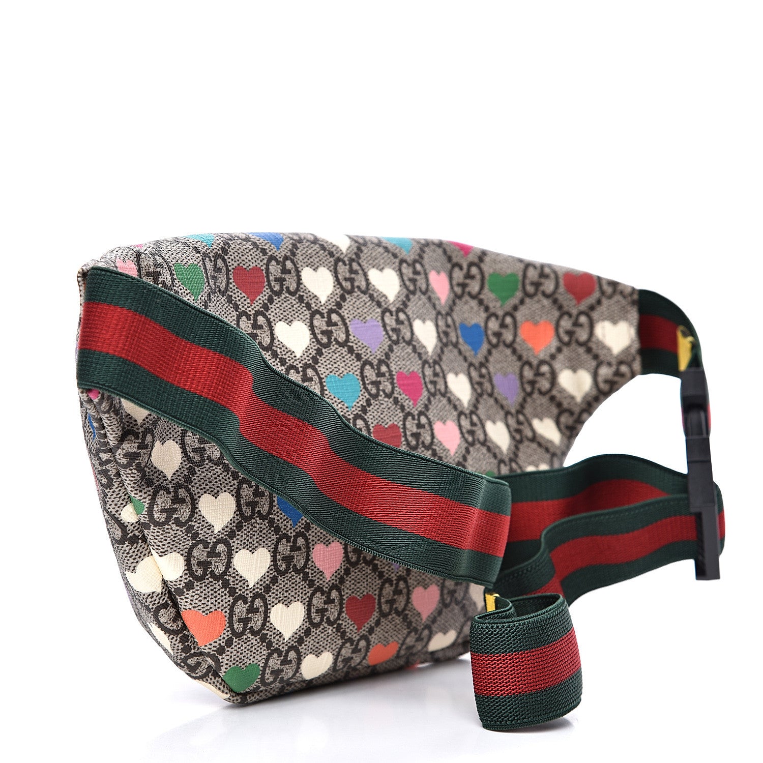 Gucci Soft GG Supreme Monogram Hearts Web Childrens Belt Bag Beige Ebony Multicolor Freesia 3 of 9