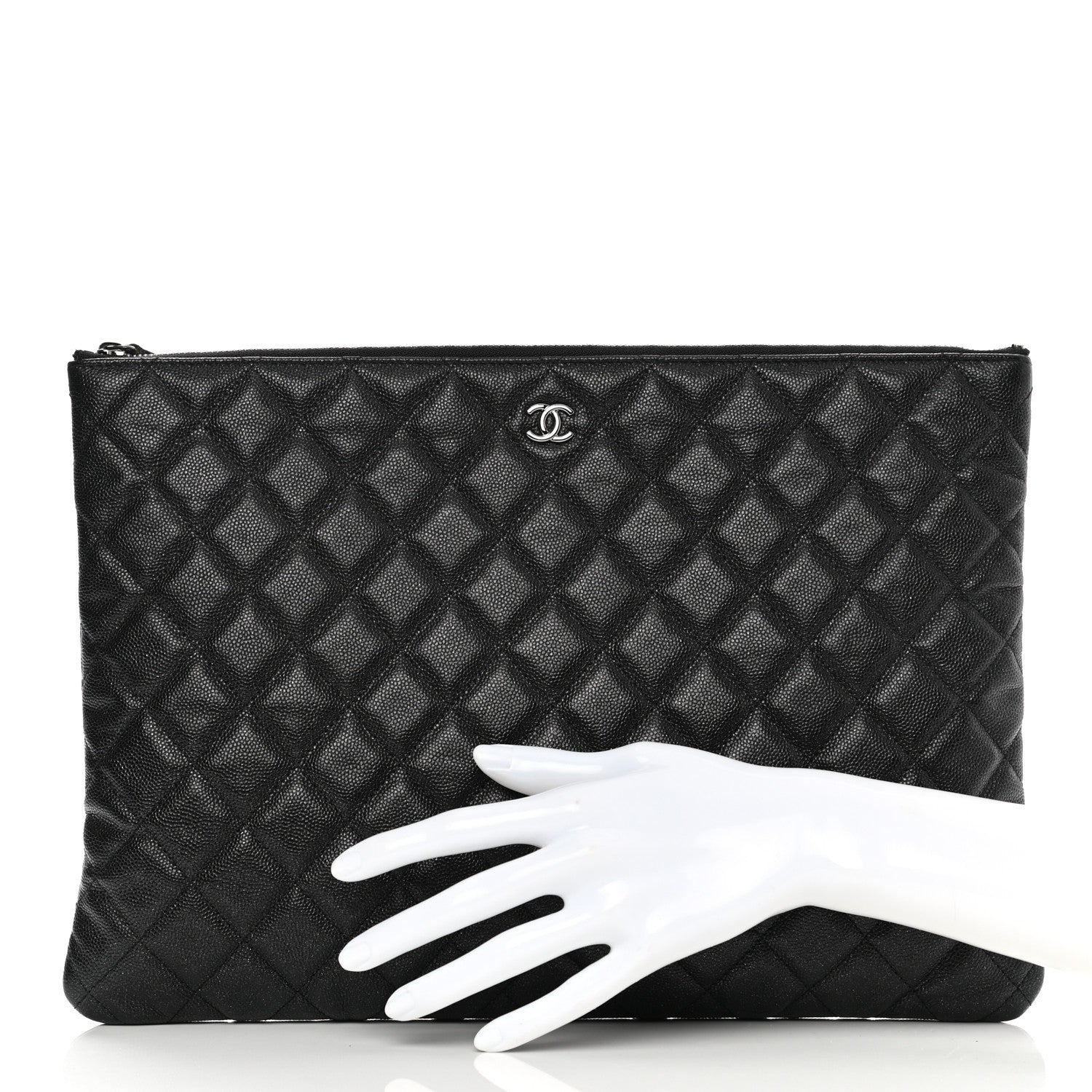 Chanel Iridescent Caviar Quilted Large Cosmetic Case Black 2 of 9
