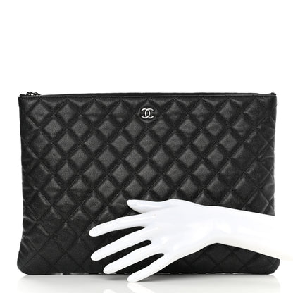 Chanel Iridescent Caviar Quilted Large Cosmetic Case Black 2 of 9