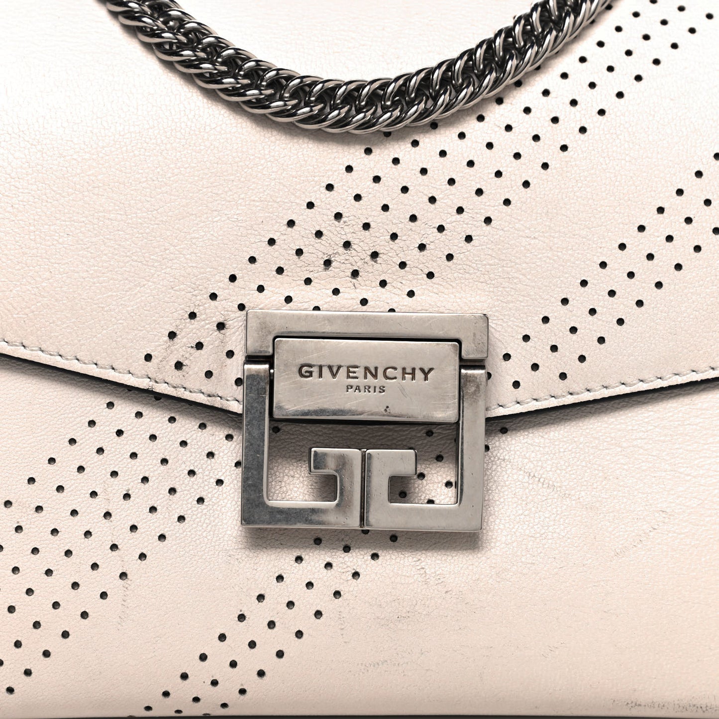 Lambskin Perforated Small GV3 Shoulder Bag White