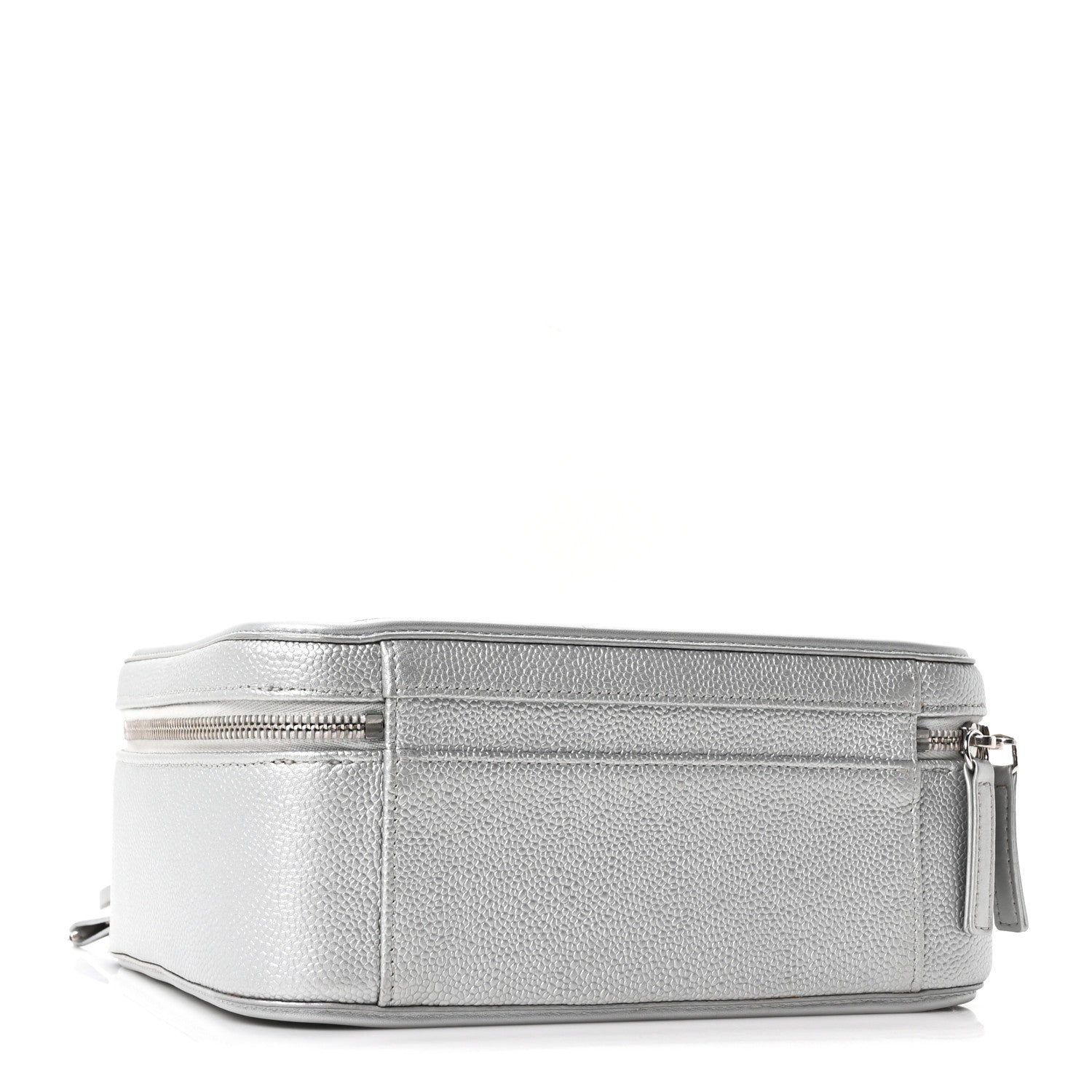 Chanel Metallic Caviar Quilted Large CC Filigree Vanity Case Silver 4 of 10