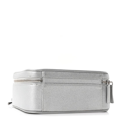 Chanel Metallic Caviar Quilted Large CC Filigree Vanity Case Silver 4 of 10