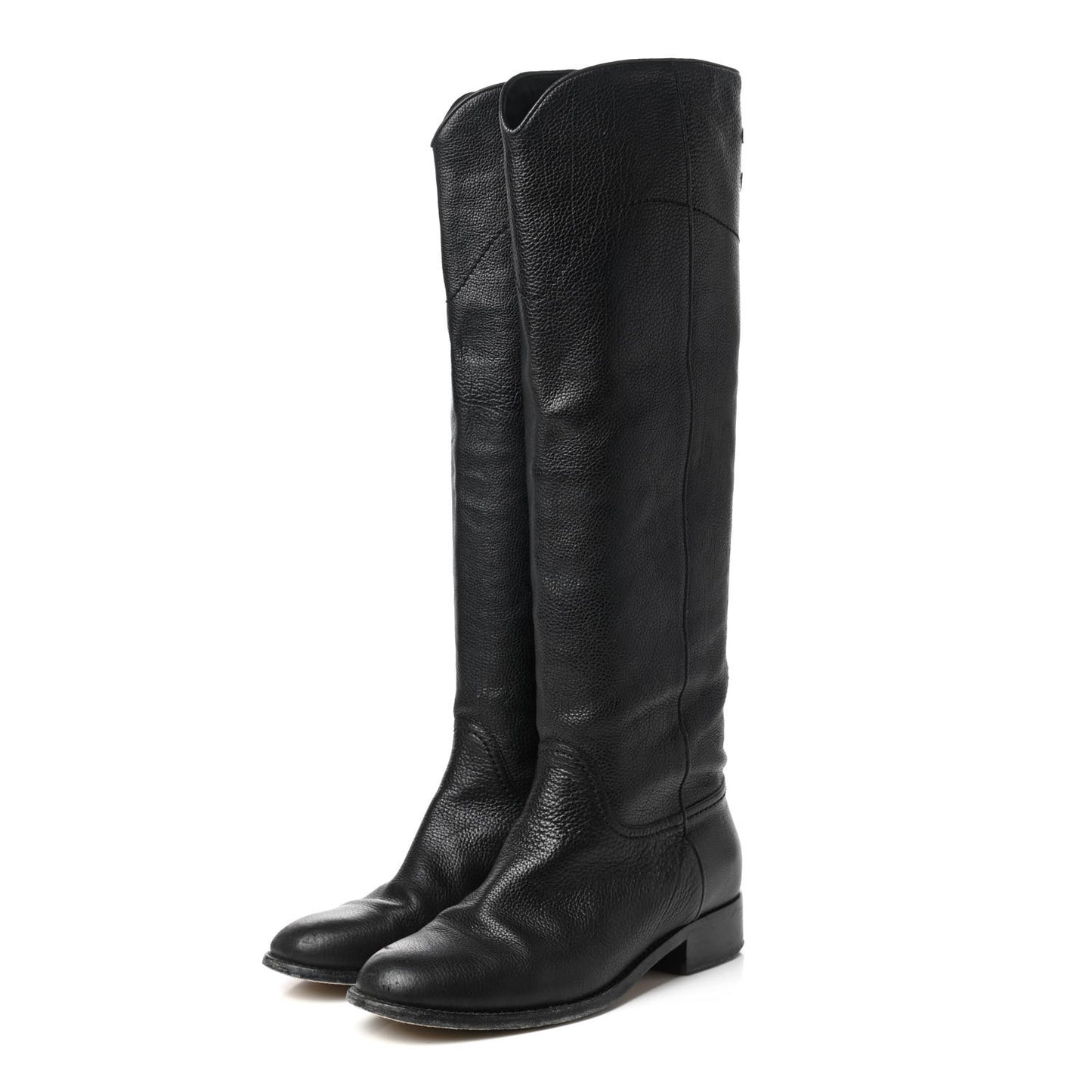 Calfskin Ascot Knee High CC Boots 39 Black