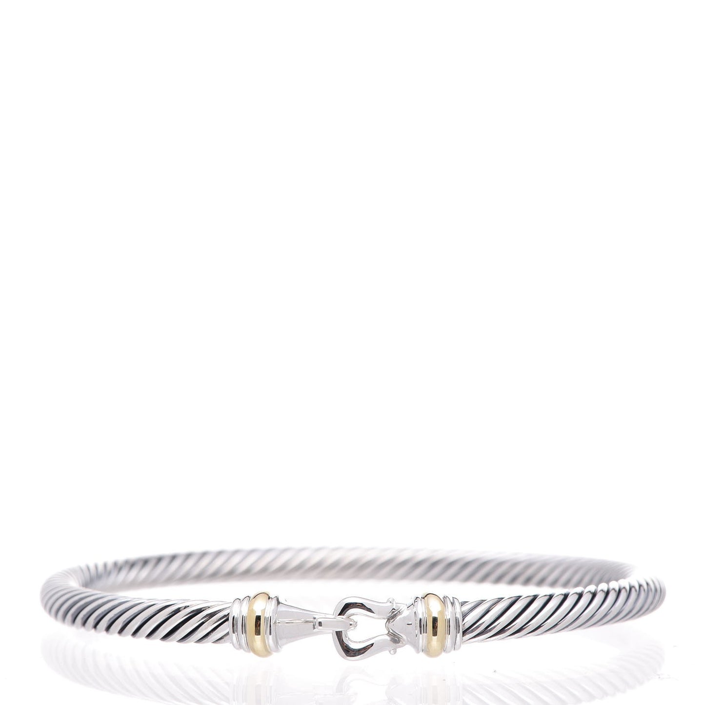 Sterling Silver 18K Yellow Gold 4mm Cable Buckle Bracelet