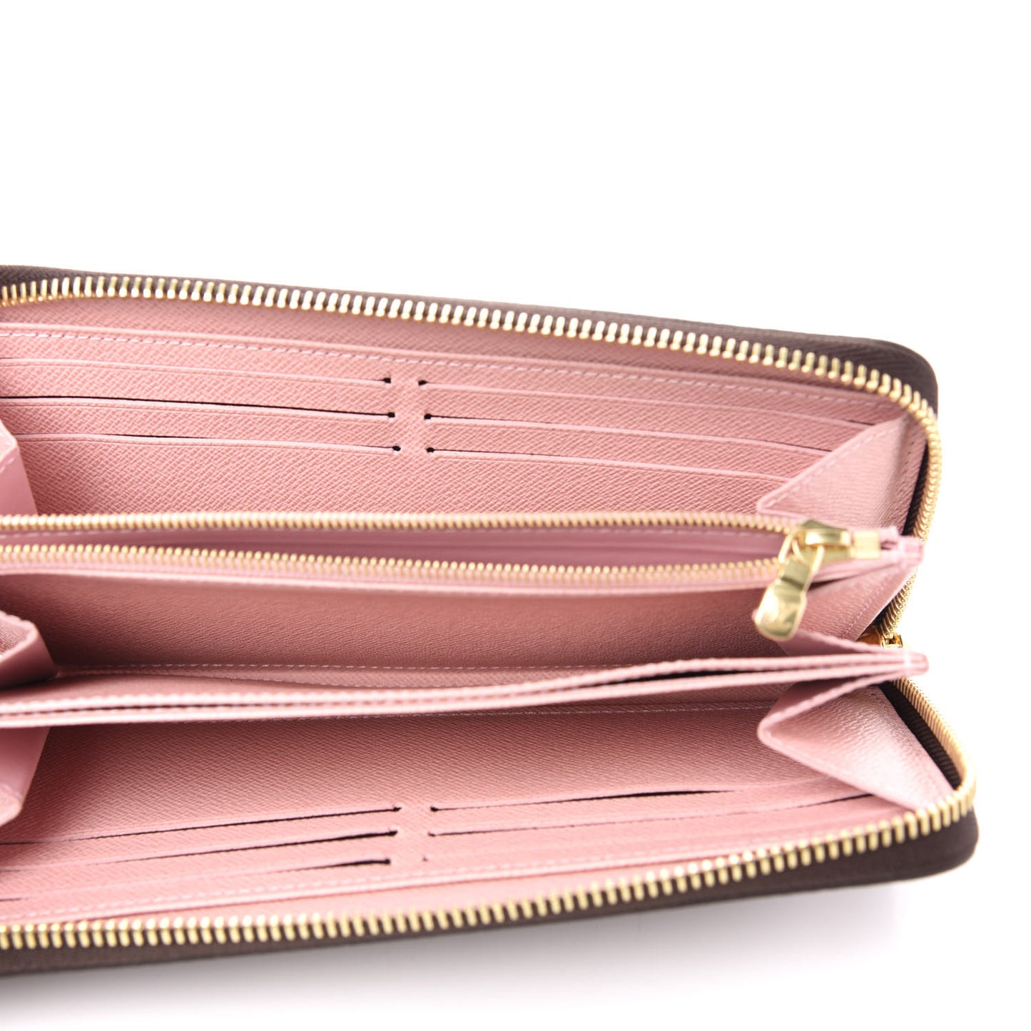 Damier Ebene Zippy Wallet Rose Ballerine