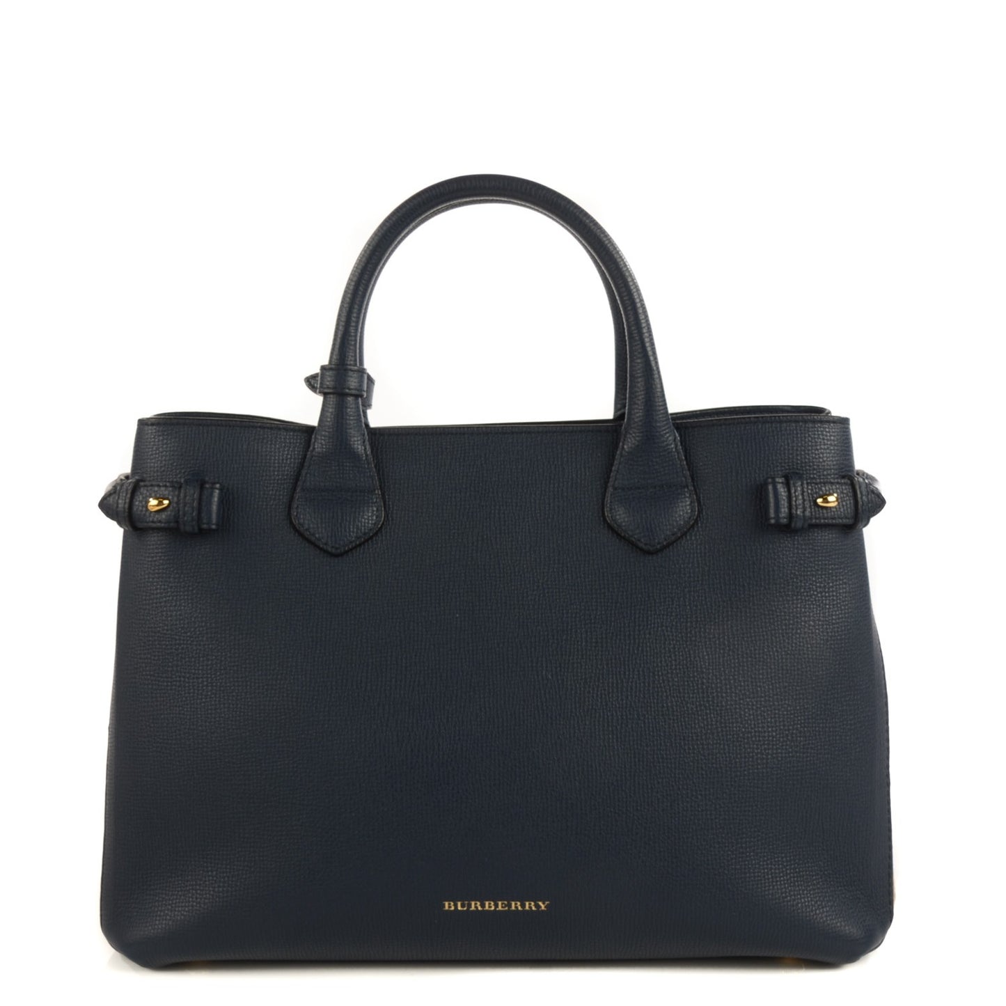 Grainy Calfskin House Check Medium Banner Tote Ink Blue