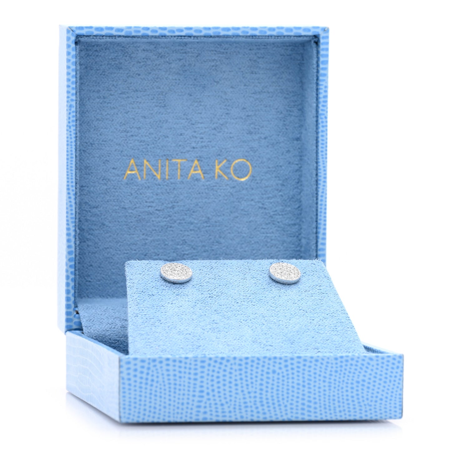 18K White Gold Diamond Flat Disc Stud Earrings