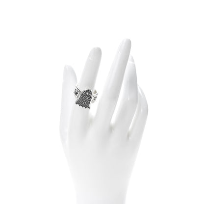 Gucci Sterling Silver Grey Diamond GucciGhost Ghost Ring 55 7.25 2 of 5