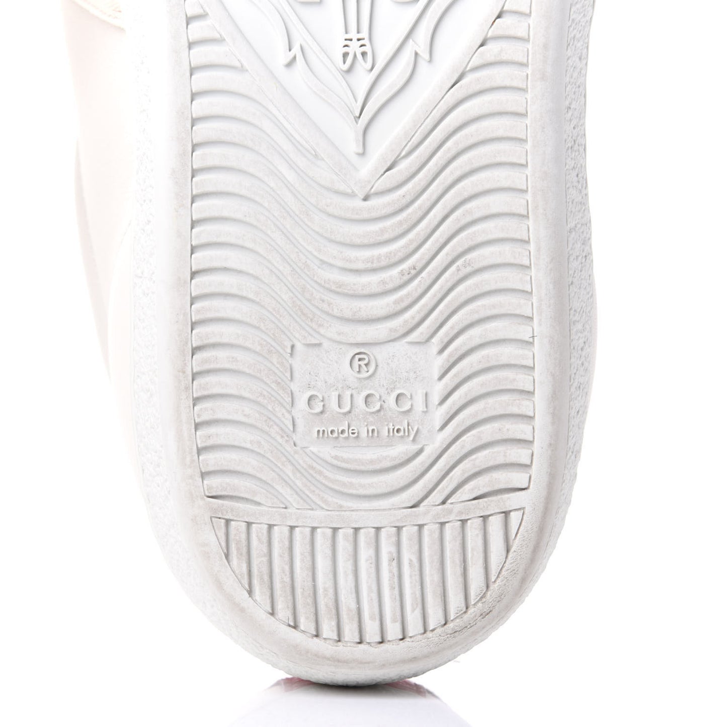 Calfskin Stripe Womens New Ace Sneakers 37.5 New Mystic White Ecru Red Flame