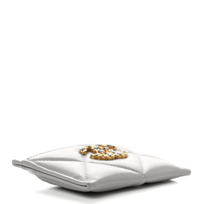 Chanel Lambskin Quilted Chanel 19 Card Holder Grey 4 of 7