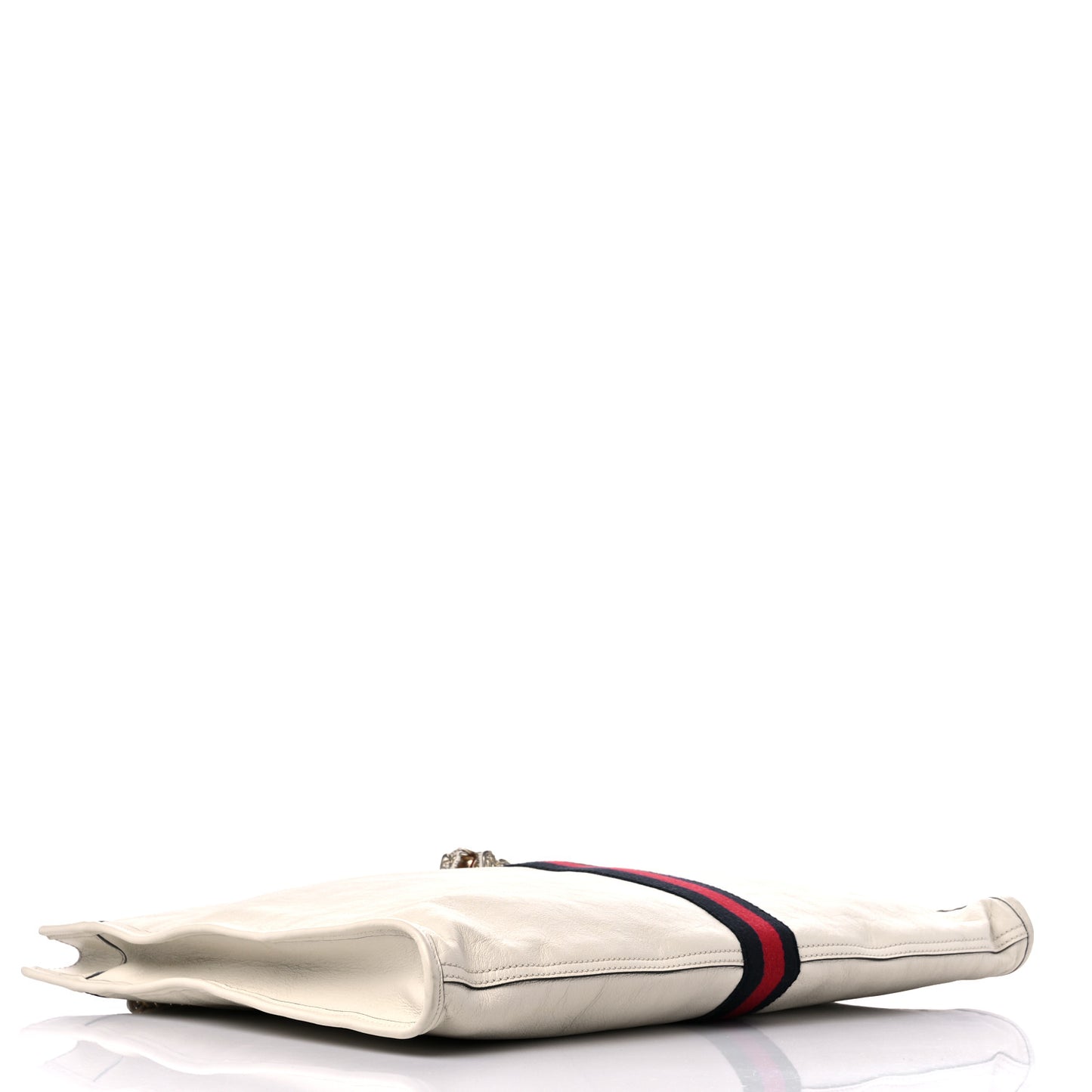 Suede Calfskin Large Rajah Chain Tote White